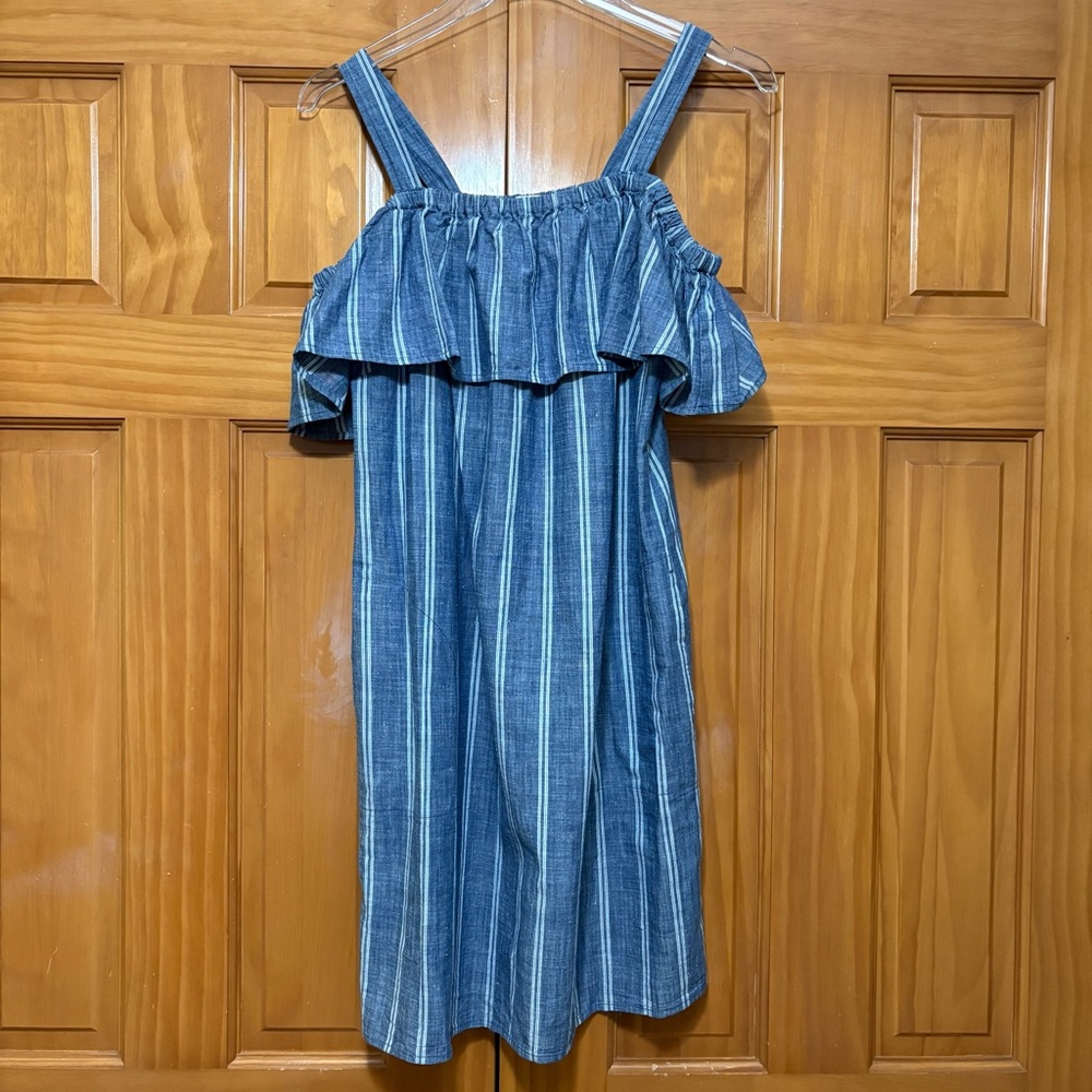 J. Crew Navy and White Striped Dress Size Medium EUC
